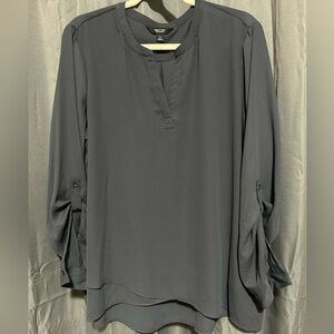Simply Vera Wang Dark Gray Roll Tab Relaxed Blouse
